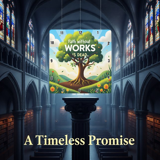 Faith without WORKS IS DEAD Fyrkantig Klocka (Skapare uppladdad)