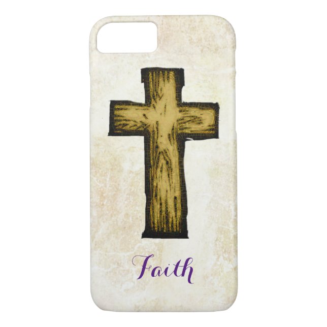 Faith Wooden Kor Symbol of Hope and Inspiration Case-Mate iPhone Skal (Baksida)