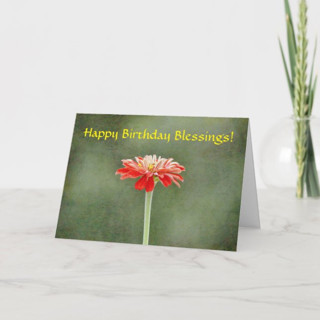 Faith Zinnia Flower Söt Art Birthday Card Kort (Framsida)
