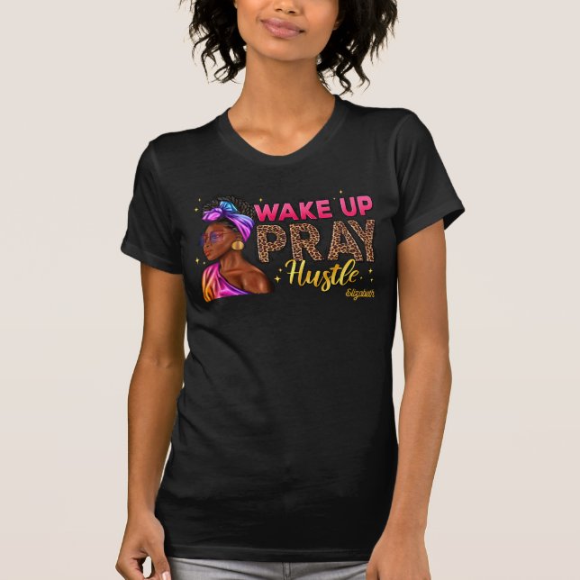 Faithful Black Woman Embracing Divine Strength T Shirt (Framsida)