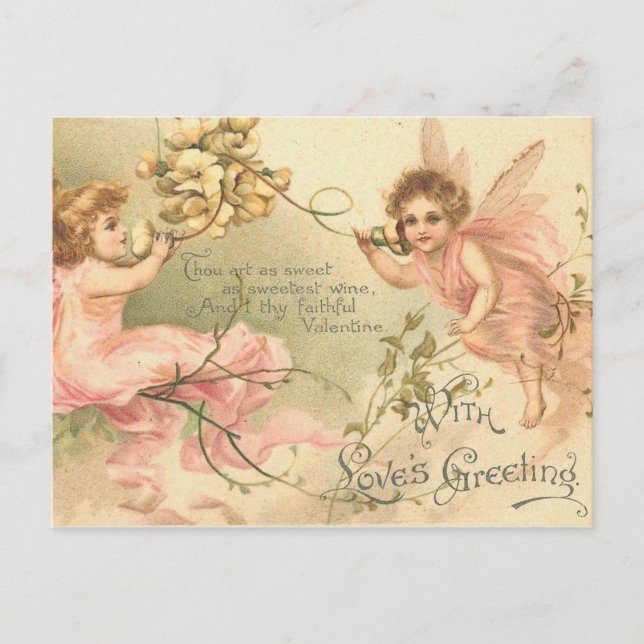 Faithful Valentine Flower-Älvor Helg Vykort (Framsida)