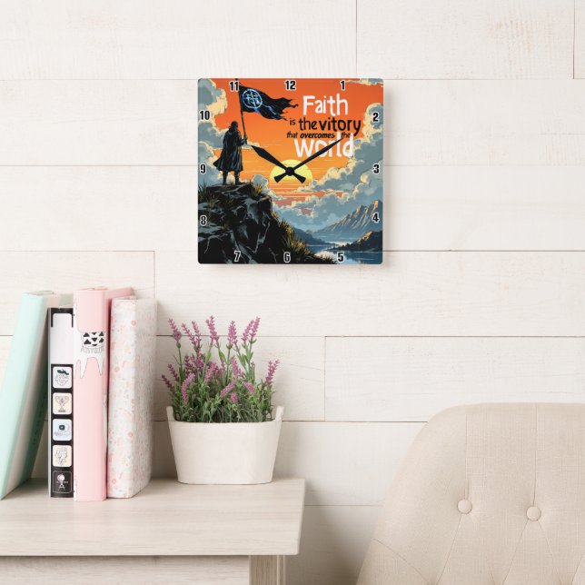 Faith's Victory: Overcome the World Fyrkantig Klocka (Läsesal)