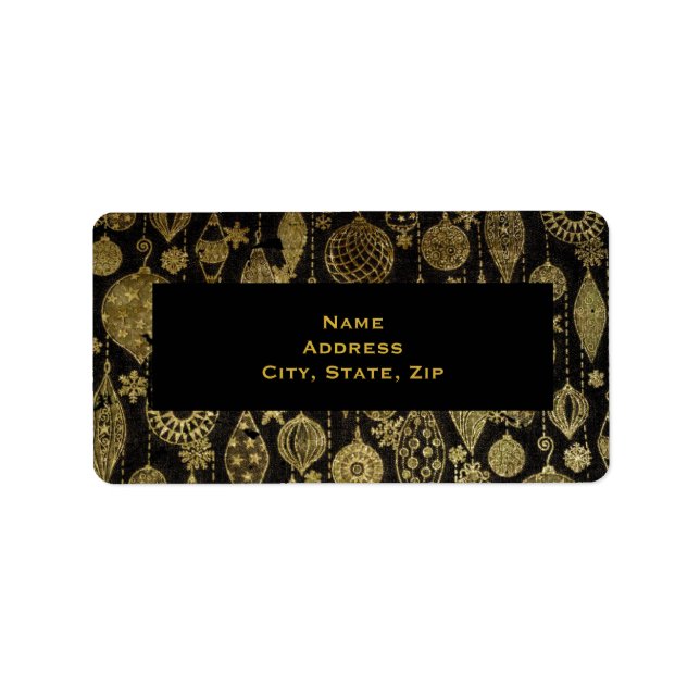 Faix guld julprydnader adressetikett (Framsidan)
