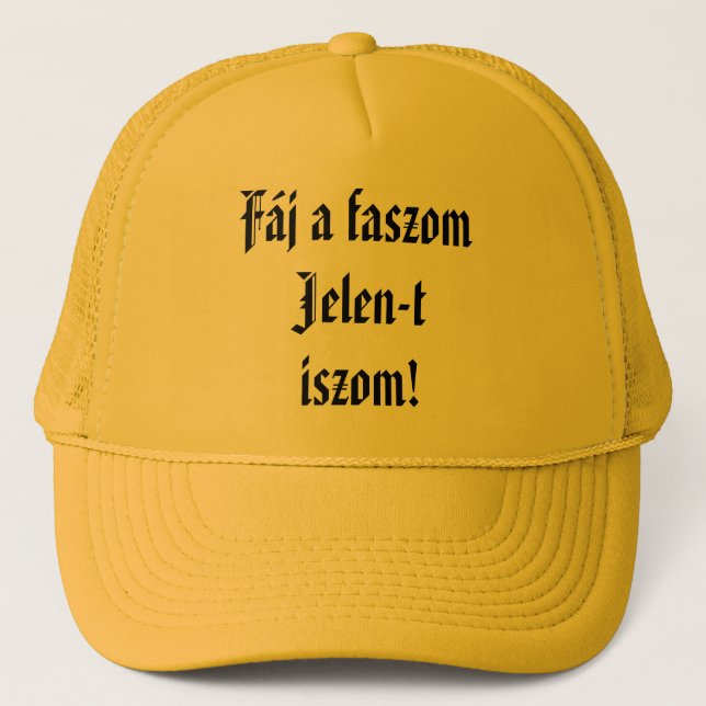 Fáj a faszom Jelen-t iszom sárga mici Keps (Framsida)