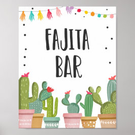 Fajita Bar Fiesta Matservering Cactus Bordsskylt Poster