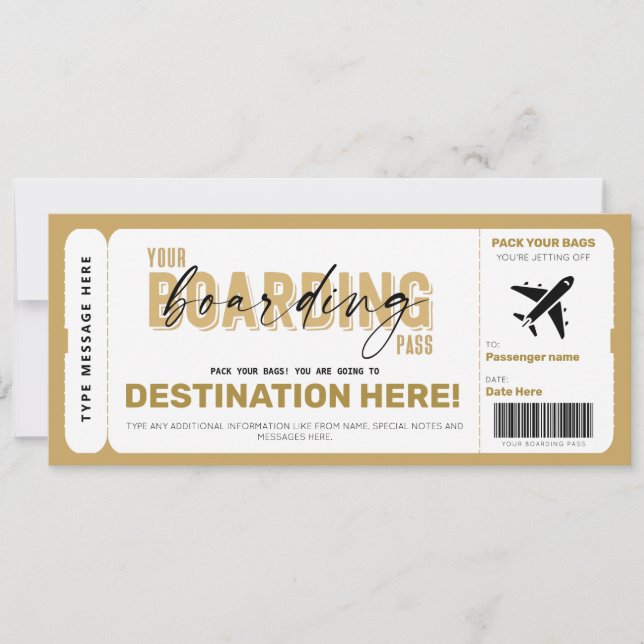 Fake Airplan Biljett Surprise Boarding Pass Card (Framsida)