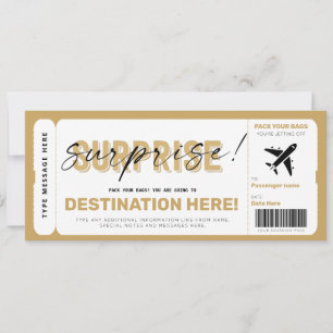 Fake Airplan Biljett Surprise Boarding Pass Inbjudningar