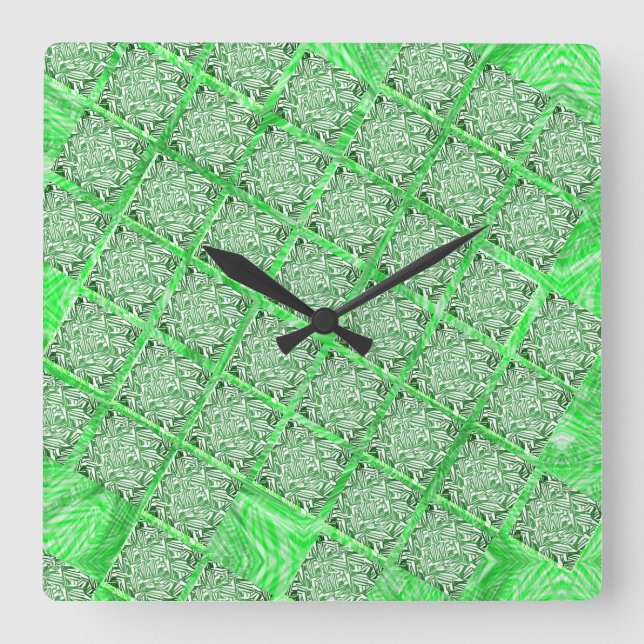 Fake azulejo, fakes folhagens verdes, quadradas. fyrkantig klocka (Framsida)