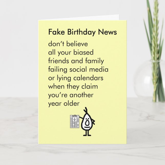 Fake Birthday News - en lustig grattis på födelsed Kort (Framsida)