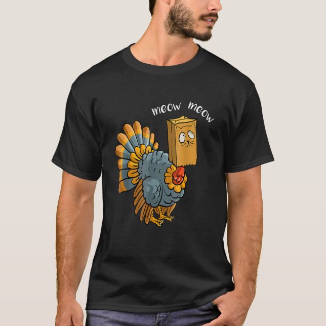 Fake Cat Thankgiving Kitty Turkey Meow Thanksgivin T Shirt (Framsida)