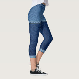 Fake denim kort blue leggings