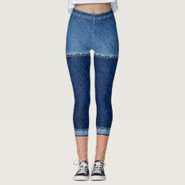 Fake denim kort blue leggings