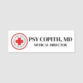 Fake Doktor Namn bricka Halloween Inš Asylum Namnbricka