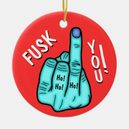 Fake F-bombskämt & god jul önskemål v2 Julgransprydnad Keramik