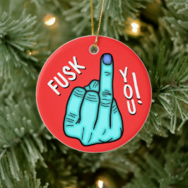 Fake F-bombskämt och god jul önskemål Julgransprydnad Keramik