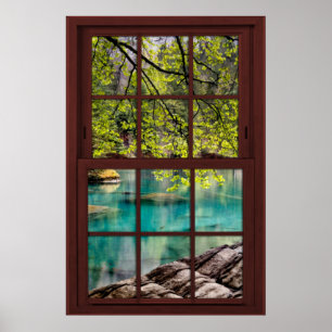 Fake Faux Window Illusion - Bright Lagoon Poster