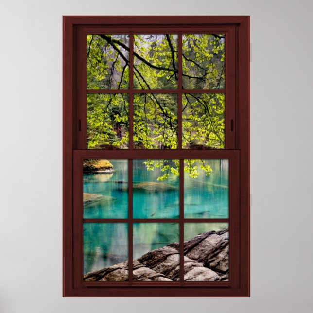 Fake Faux Window Illusion - Bright Lagoon Poster (Framsidan)