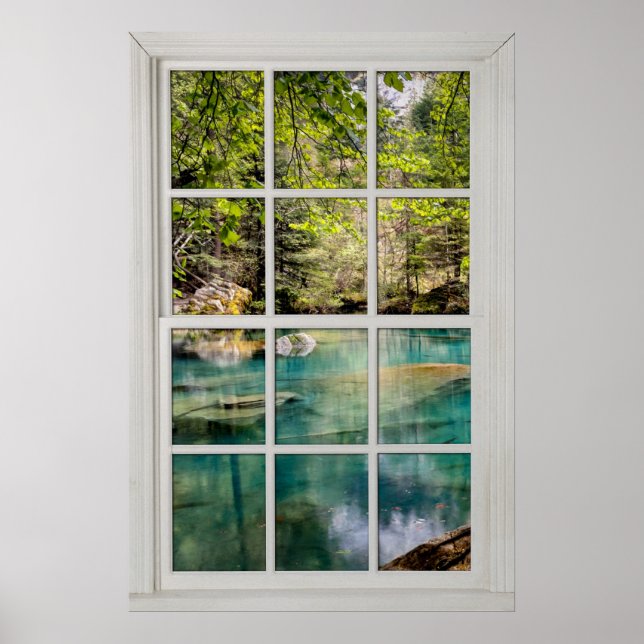 Fake Faux Window Illusion - Bright Lagoon Scene Poster (Framsidan)