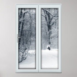 Fake Faux Window Illusion - Fresh Snö Scene Poster