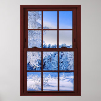 Fake Faux Window Illusion - Fresh Snö Scene Poster