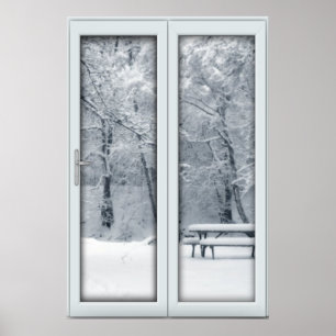 Fake Faux Window Illusion - Fresh Snö Scene Poster