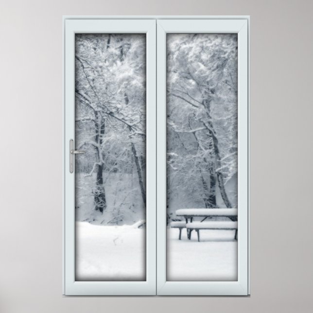 Fake Faux Window Illusion - Fresh Snö Scene Poster (Framsidan)