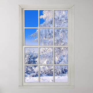 Fake Faux Window Illusion - Fresh Snö Scene Poster