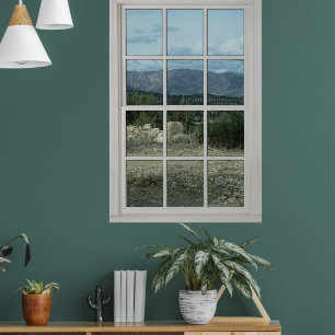 Fake Faux Window Illusion Realistic Desert View Poster