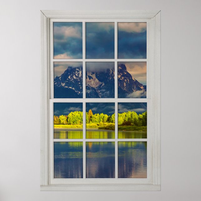 Fake Faux Window Illusion - Sunny Mountain View Poster (Framsidan)