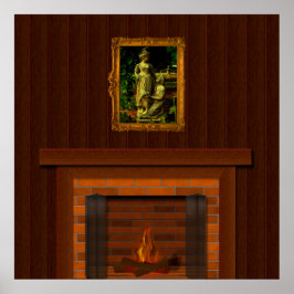 Fake Fireplace Halloween Haunted House Props Poster