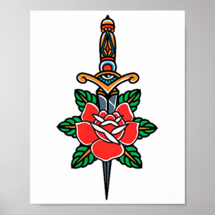 Fake Friends American Traditional Tatto Old Schoo Poster
