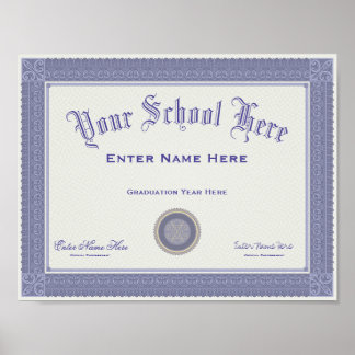 Fake Graduation Diploma Your Text Poster