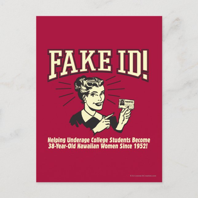 Fake ID: Underåldersskola Hawaiian Vykort (Framsida)