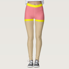 Fake kort i rosa med gult kant Beige sommaren Leggings