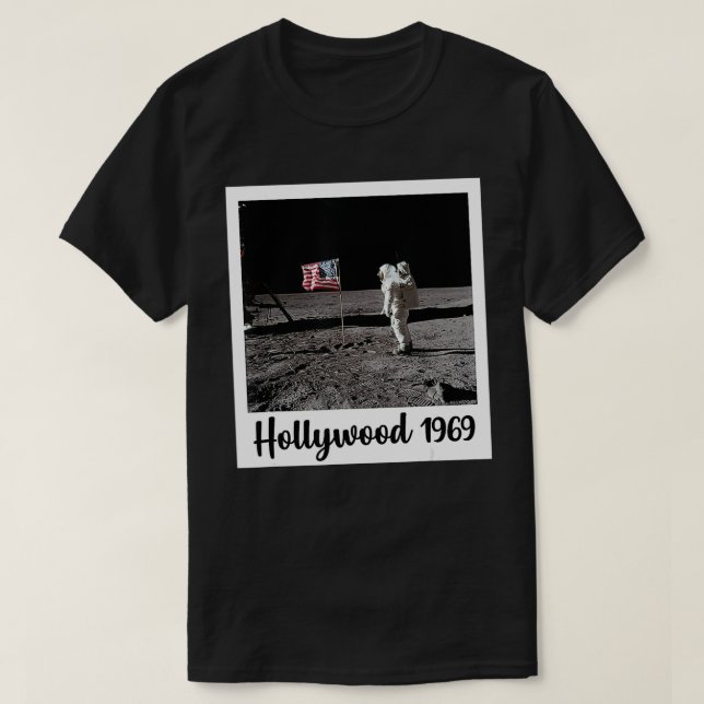 Fake Måne Landing Hollywood LA Conspiracy Ljuger R T Shirt (Design framsida)