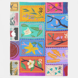 Fake Masterbit Random Frimärke Collage Collection Fleecefilt