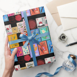 Fake Masterbit Random Frimärke Collage Collection Presentpapper