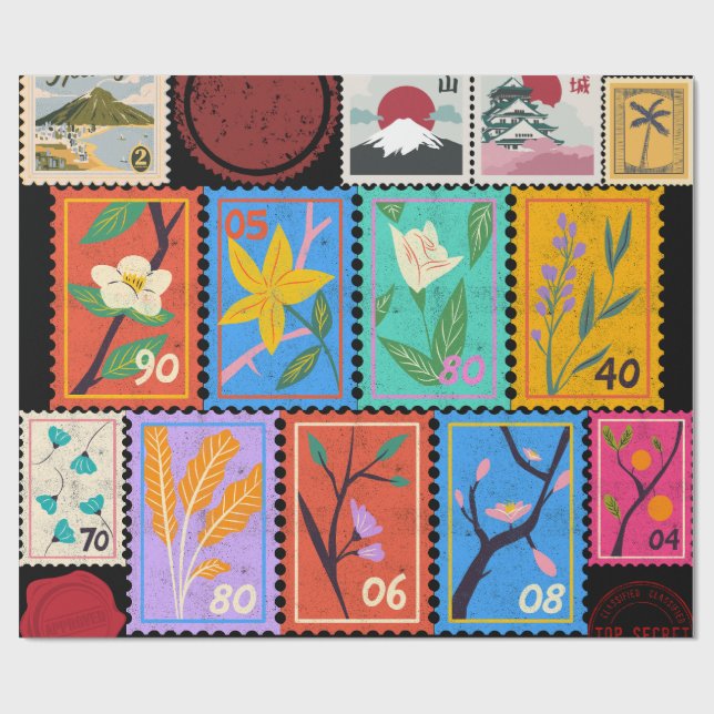 Fake Masterbit Random Frimärke Collage Collection Presentpapper (Platt)