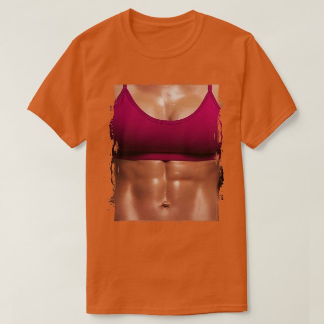 Fake Muscle Woman Fitness Female Body T Shirt (Design framsida)