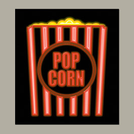 Fake Neon Popcorn-tecken Poster
