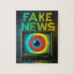 Fake News Retro TV Eyeball Glitch Pussel