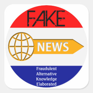 FAKE News Stickers Fyrkantigt Klistermärke