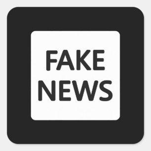 FAKE NEWS STICKERS FYRKANTIGT KLISTERMÄRKE