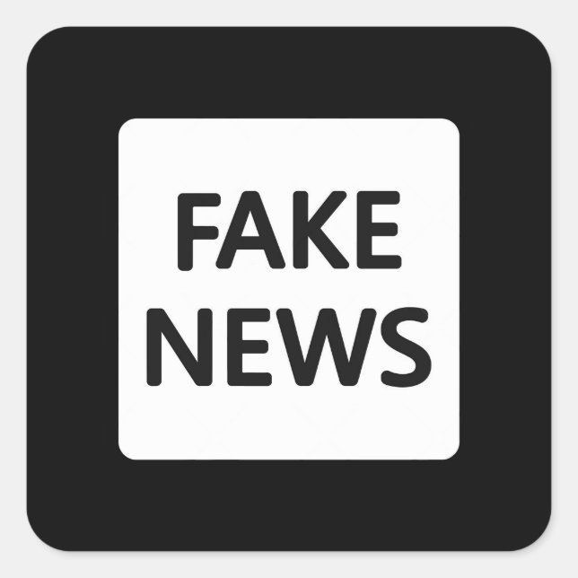 FAKE NEWS STICKERS FYRKANTIGT KLISTERMÄRKE (Framsida)