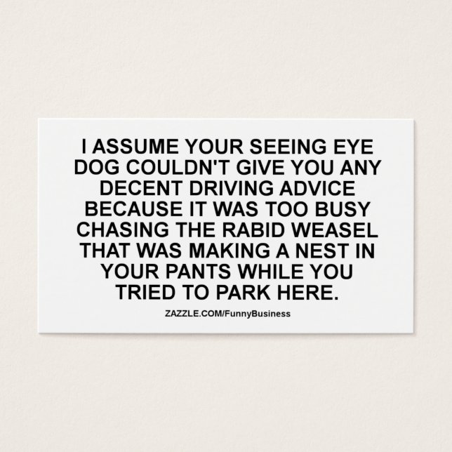 Fake Parking Biljett-font-överträdelse Visitkort (Framsidan)