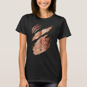 Fake Sex pack Abs Buff Body Klo Scratches Costume T Shirt