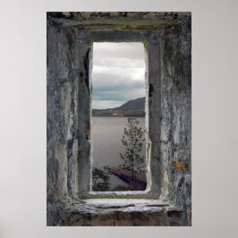 Fake Stone Window med View of Loch Poster
