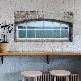 Fake Window Arch med View of Sparkling Sea Poster