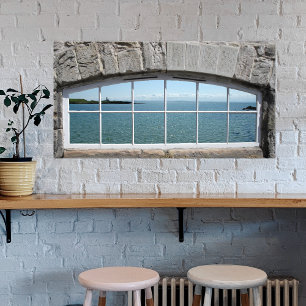 Fake Window Arch med View of Sparkling Sea Poster