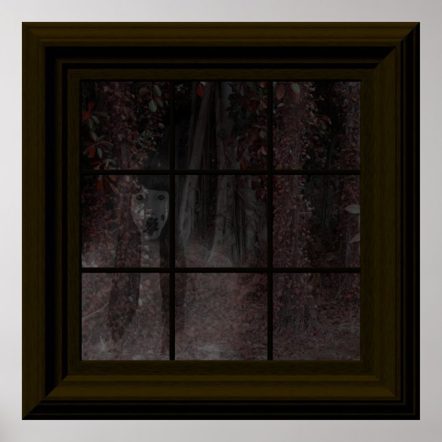 Fake Window Ghost i Skogen Halloween Haunted House Poster (Framsidan)